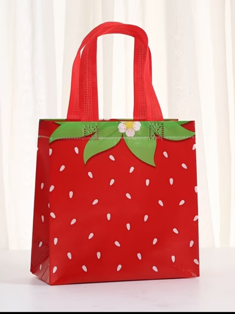 12 Strawberry Reusable Gift Bags Party Favor Tote Bags Tea Party Summer π - Picture 3 of 12